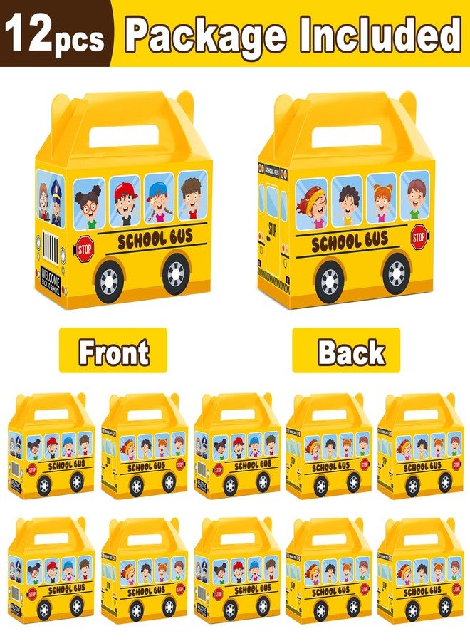 ojustbeok 12Pcs School Bus Party Treat Boxes Bus Gift Box Party favor Yellow Goodie Gift Boxes for Kids Classroom Decorations Welcome Back to School Birthday Baby Shower Supplies - Image 2